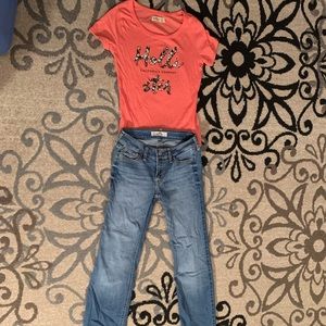 Hollister jeans and tee shirt